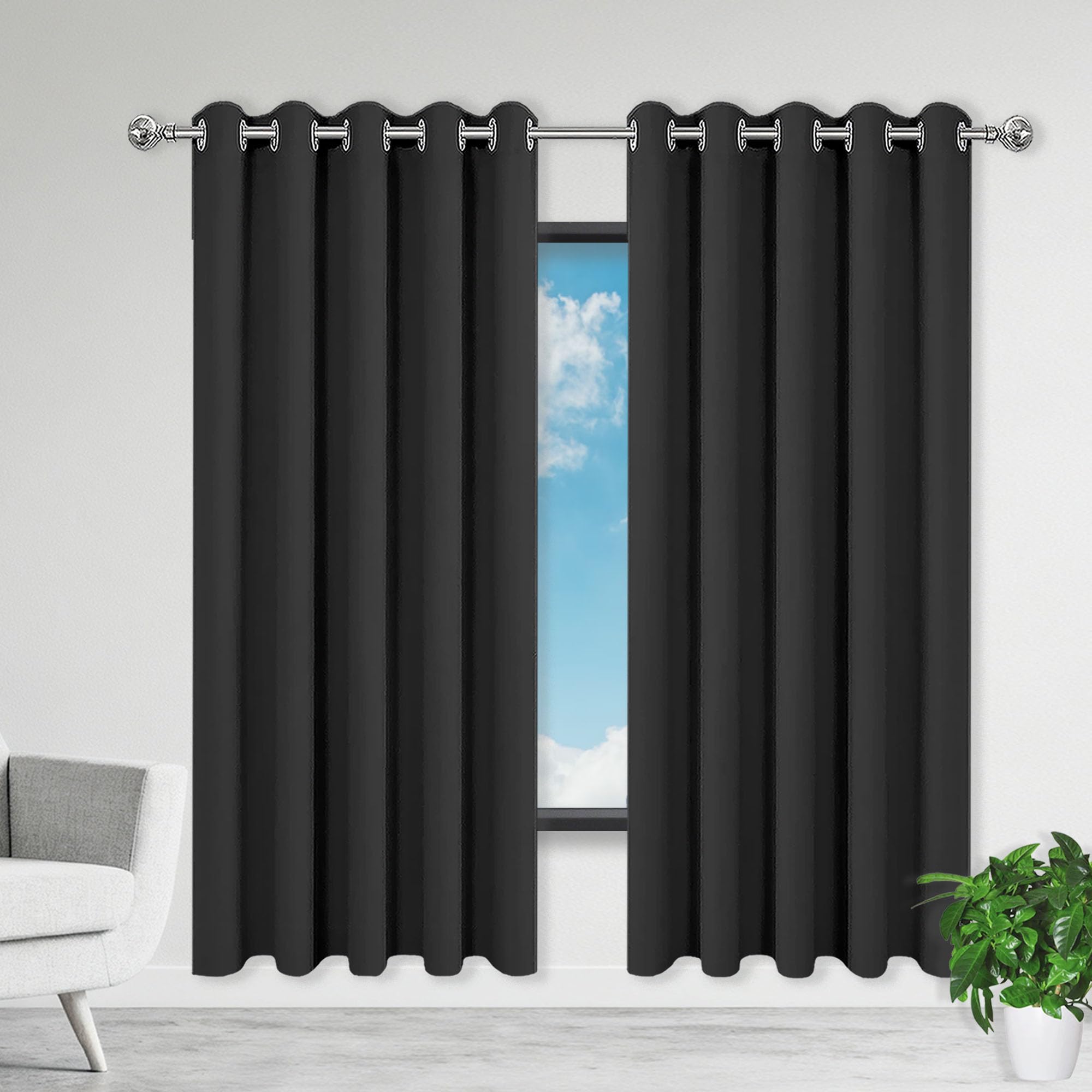Rideaux effet lin pour chambre et salon rideau noir thermique de 240 x 110 cm