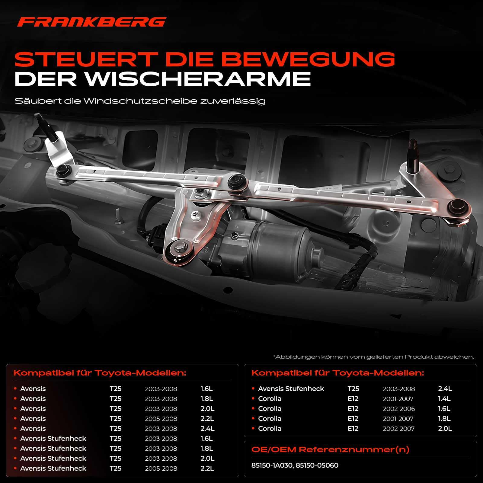 Frankberg Asta tergicristalli Suppoto tergicristalli Compatibile con A.v.e.n.s.i.s Station Wagon T25 C.o.r.o.l.l.a E12 A.v.e.n.s.i.s Berlina T25 A.v.e.n.s.i.s T25 Replace# 85150-05060 | Compatibile con: C.o.r.o.l.l.a ZZE12_ NDE12_ ZDE12_, A.v.e.n.s.i.s T2