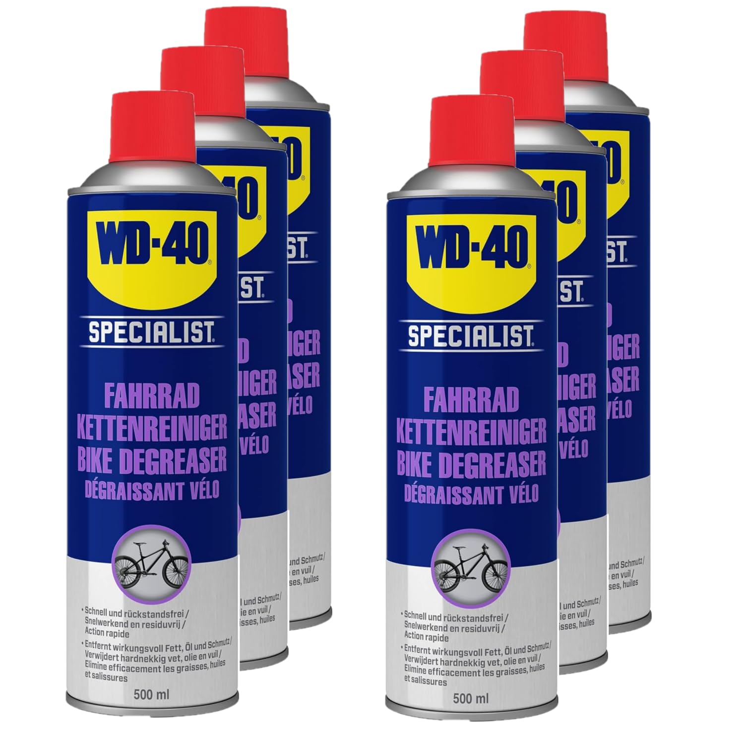 WD-40 Specialist Fahrrad Kettenreiniger 6x500ml, Kettenpflege