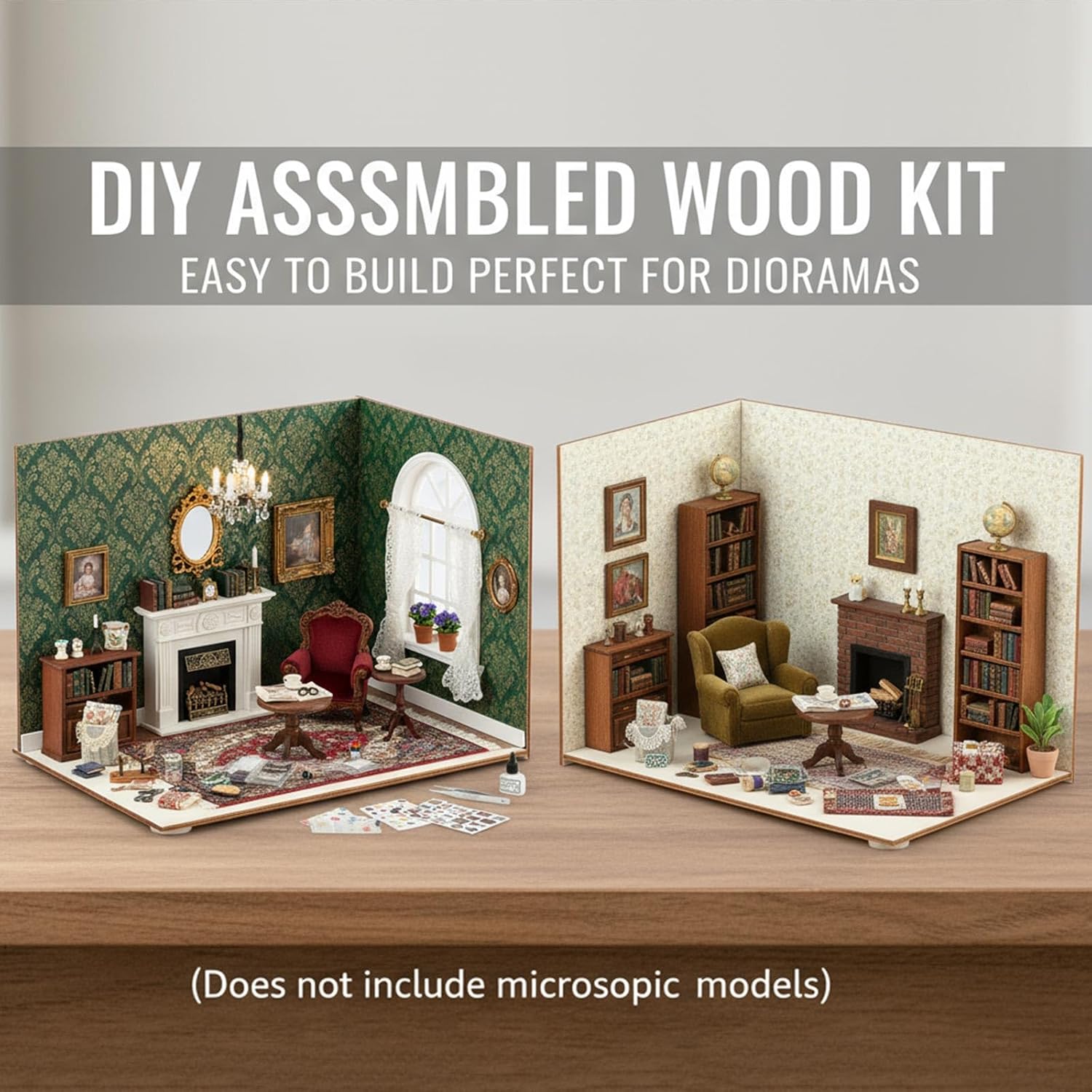 Yalikop 2 Pcs Unfinished Wood Diorama Display Case Christmas Box 11.8 x 8.7 x 8.3 Inches for DIY Craft Projects, Miniature Figures, Dollhouses, Rainforest Scenes (3 Sides) image 2