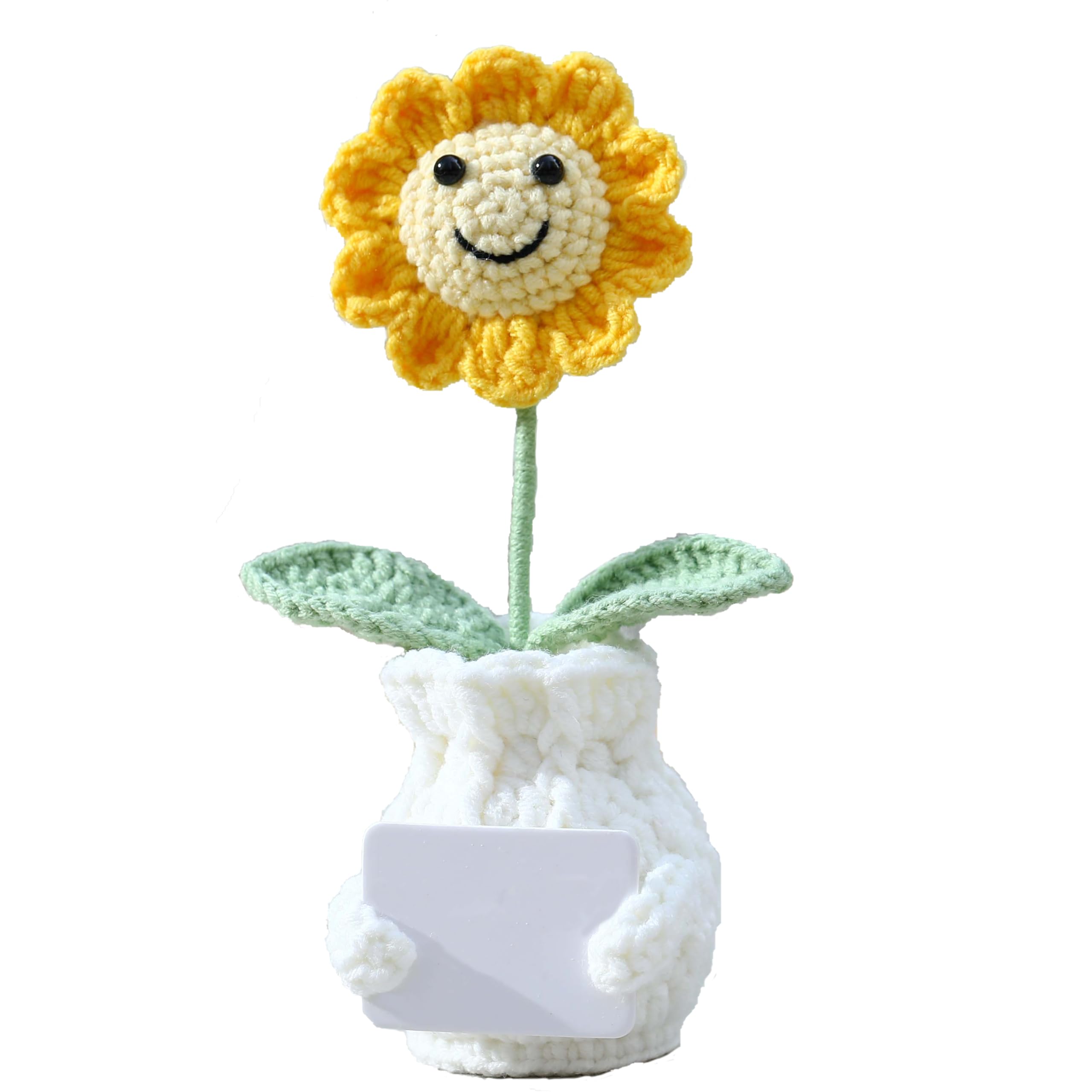 Personalized Handmade Positive Sunflower Doll Crochet with Card Custom Text - Appreciation Gift for Coworker, Teacher, Women, Mom, Friend - Customizable Thank You, Birthday, Christmas Gift