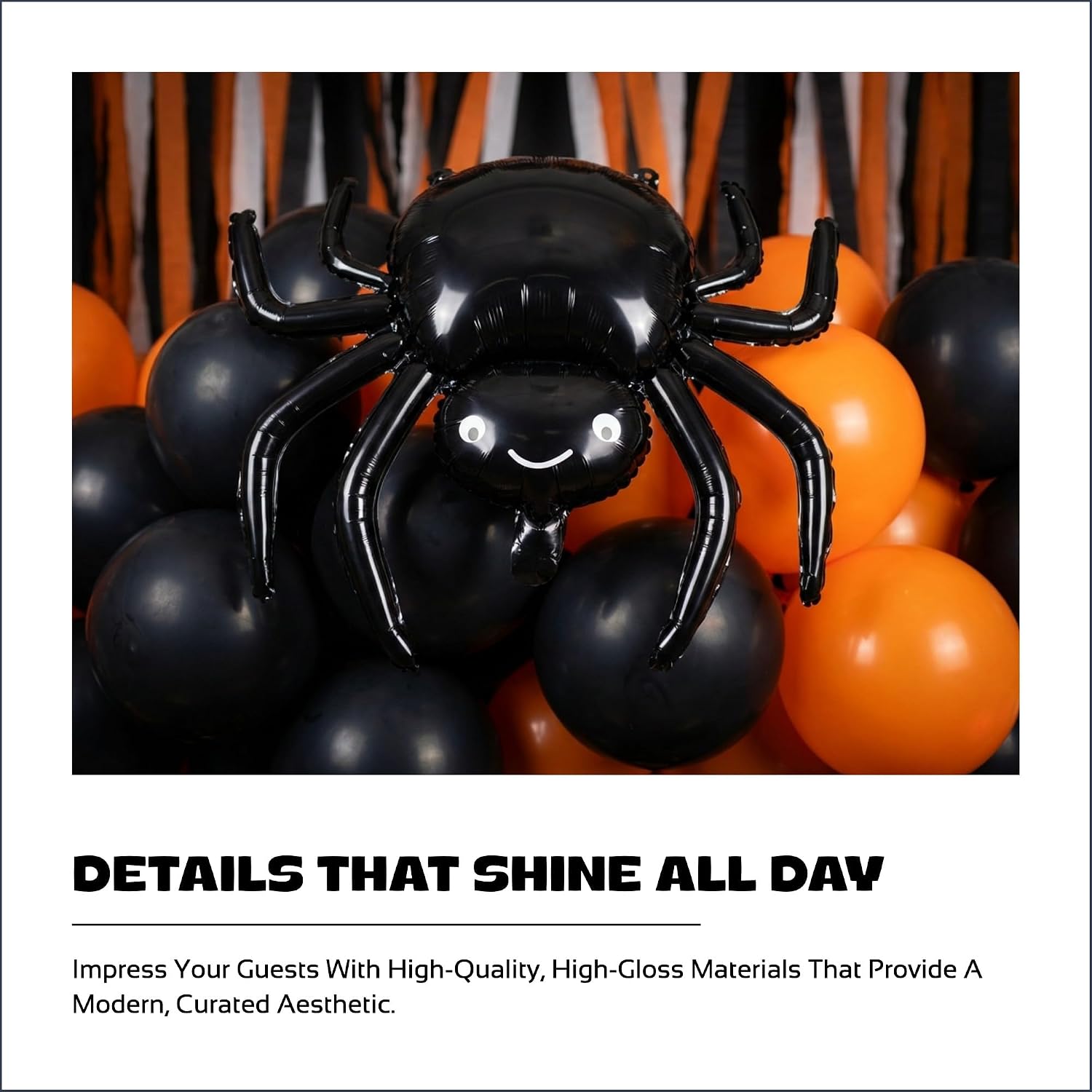 Two Spooky Birthday Decorations for Boy Girl - Orange and Black Balloon Arch Kit with Smiling Spider Foil Balloon - One Spooky Dude Birthday Party Supplies, Spooky One First Birthday Decor