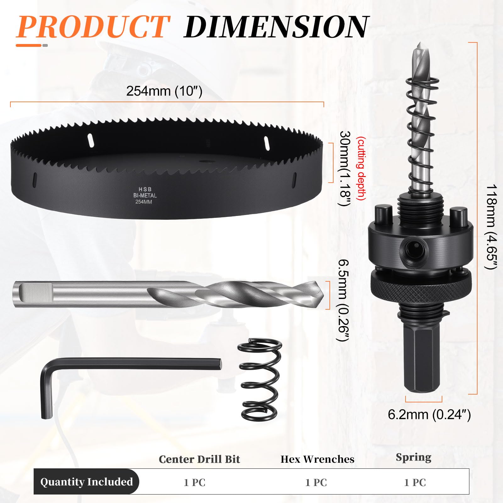 METALLIXITY Bi-Metal Hole Saw 10", M42 HSS Circular Head 254mm Hole Cutter with Center Drill Bit - Image 2