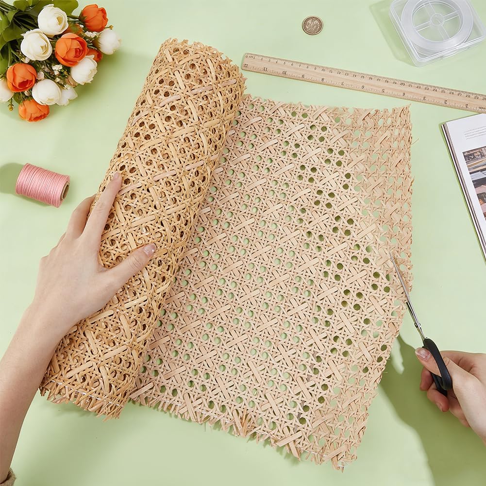 BENECREAT Rattan Naturale Rotolo 1.5m x 40cm, Rotolo di Fettuccia In Rattan A Forma di T, Materiale per Incannucciatura per Progetti di Arredamento e Forniture Fai Da Te