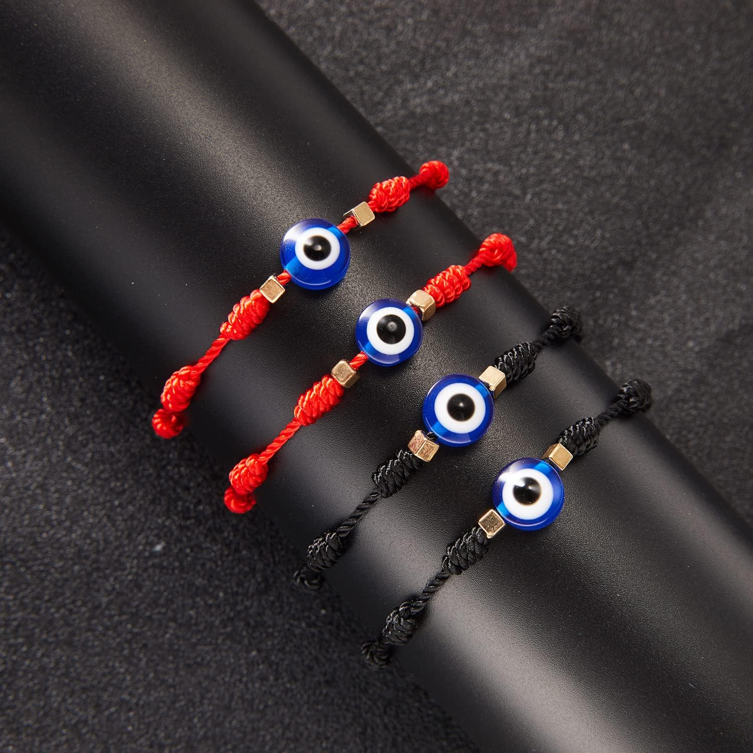 Evil Eye 7 Knot Lucky Bracelets for Women Rakhi for Brother and Bhabhi Adjustable Red String Amulet for Women Men with Gold Bead, Protection Jewelry Hand Bracelet - Image 3