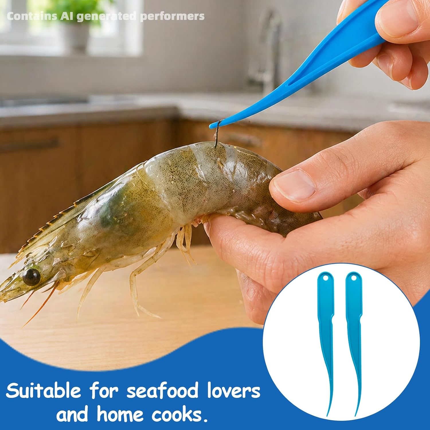 2PCS Shrimp Deveining Tool, Blue Shrimp Deveiner Prawn Peeler Shell Remover Kitchen Seafood Gadget For Home Cooking And Seafood Preparation