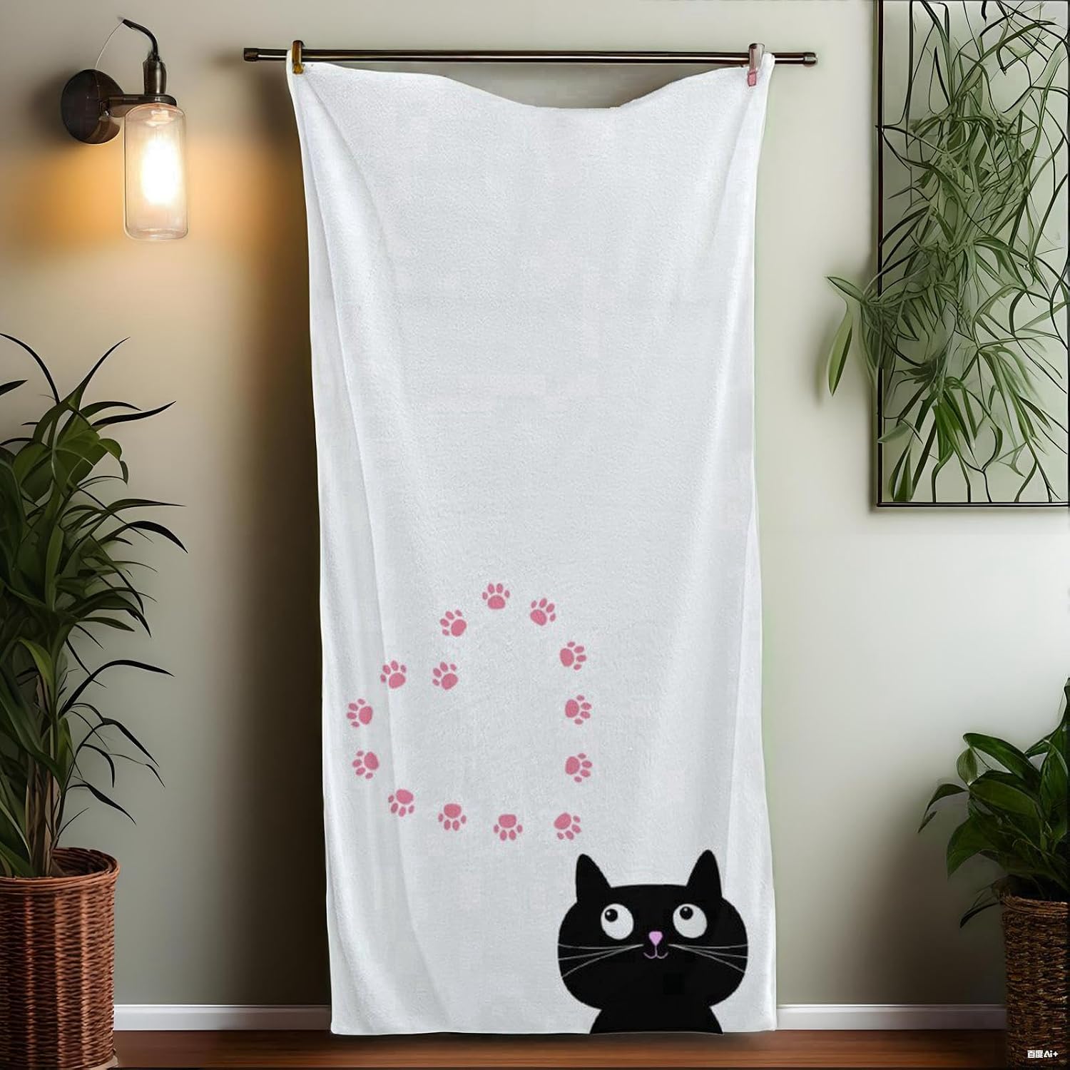 Cute Funny Black Cat Print Hand Towels, Soft Absorbent Multi‑Purpose Bath & Dish Towels, 13.6 x 29 Inches for Household Home Decor image 2
