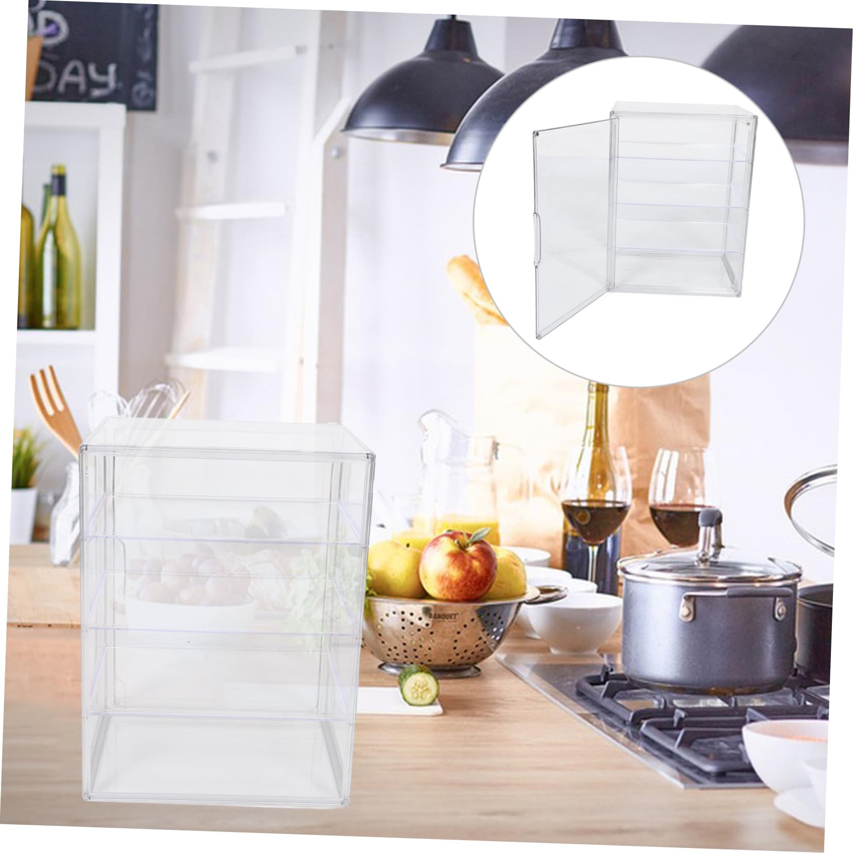 Cabilock Vitrina Transparente para Pan de 4 Niveles con Estantes Ajustables y Puerta Magnética, Caja de Almacenamiento Acrílica Adecuado para Encimera de Cocina