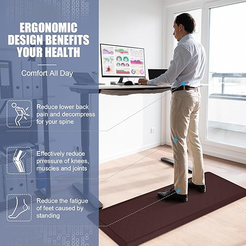 Miniatura 2 de WEZVIX Tapete de cocina acolchado 2 piezas, alfombras de cocina antifatiga, alfombras de cocina resistentes y antideslizantes, tapete ergonómico de