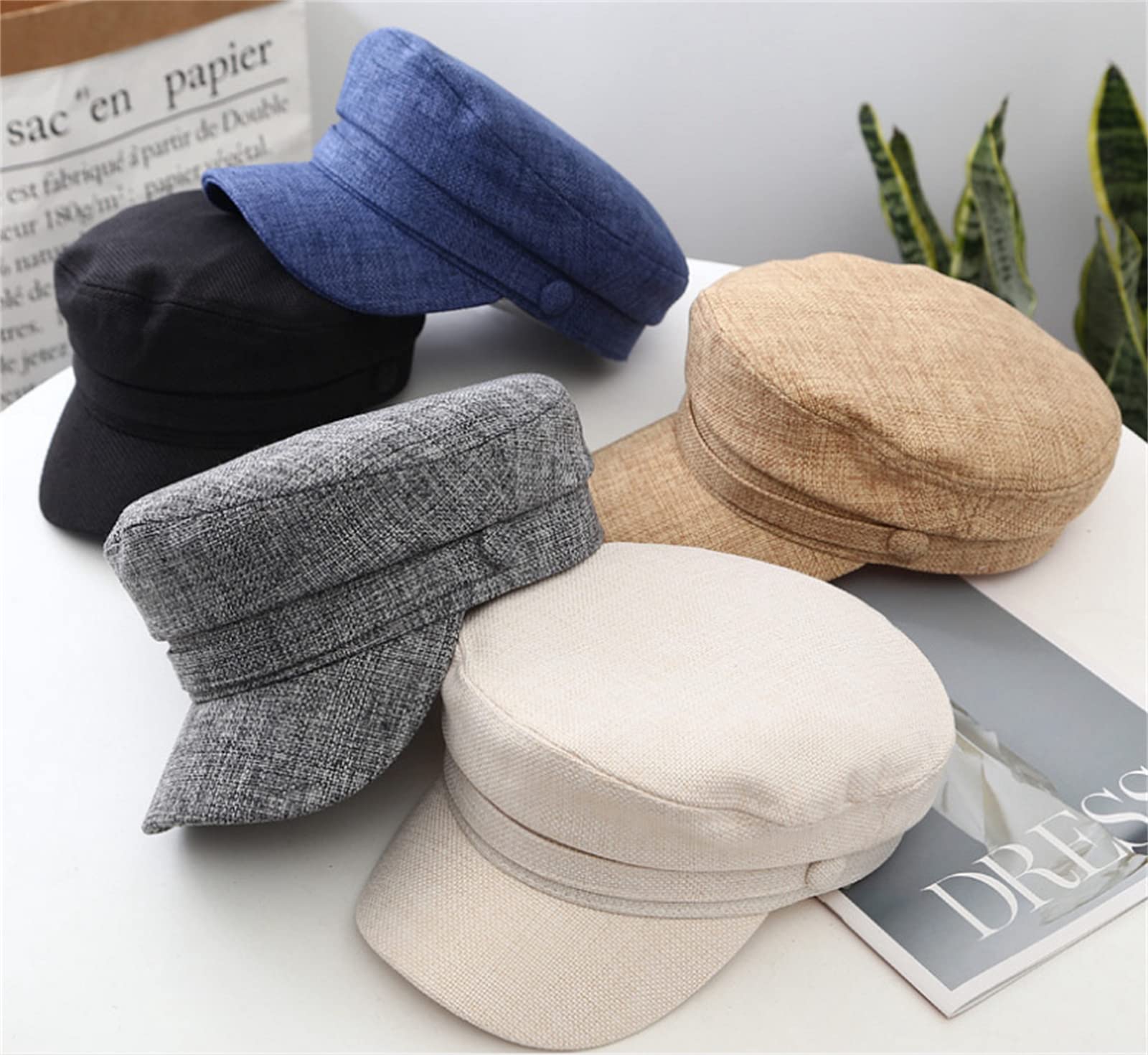 Womens Beret Cap Cabbie Baker Boy Flat Caps Fashion Newsboy Hat Visor Beret Hat Grey