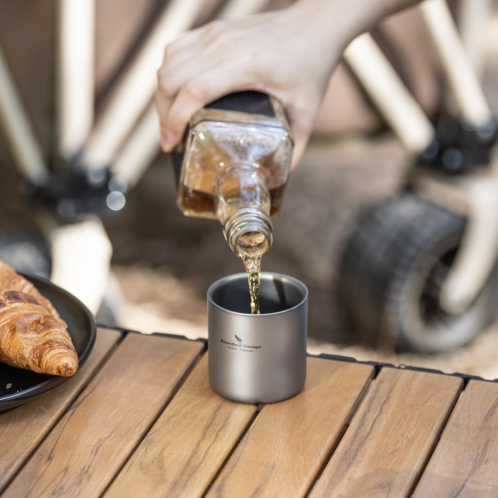 Couvercle De Tasse En Titane – Léger Avec Poignée Pliante – Ø 7,9 Cm (pour 300 Ml)