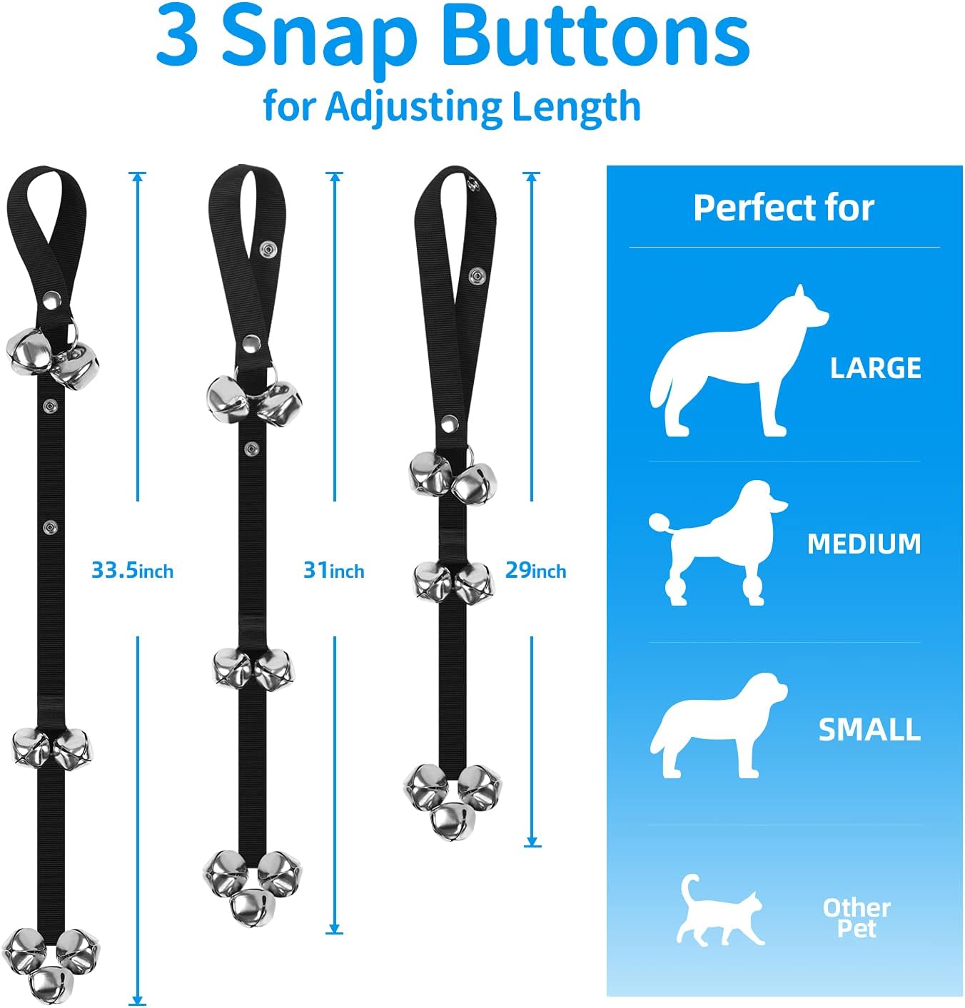 Noodoky Dog Doorbells Pet Bell for Door Potty Training, Adjustable Door Bells for Dogs Puppies Poochie Doggie to Ring to Go Outside, Hanging Bells for Doorknob/Handle (1-Pack) : Pet Supplies