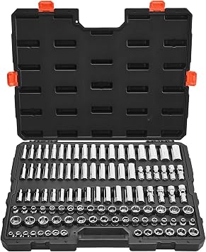 VEVOR Socket Set, 104 Pieces, 3/8 inch Drive Socket Tool Set, Metric Size from 6 to 24 mm, Deep and Standard, Mechanic Tool Kit with Storage Case, Chrome Plated CR-V Alloy Steel, for Automotive Repair