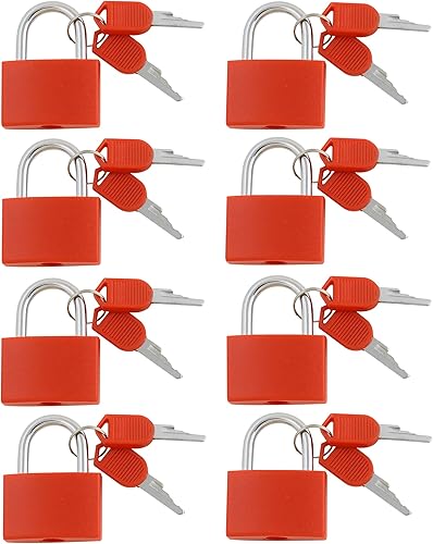 Vista 43 de Pequeño candado de latón macizo cubierto de ABS duradero con llave individual - Juego de 8 candados (multicolor, 8 unidades)