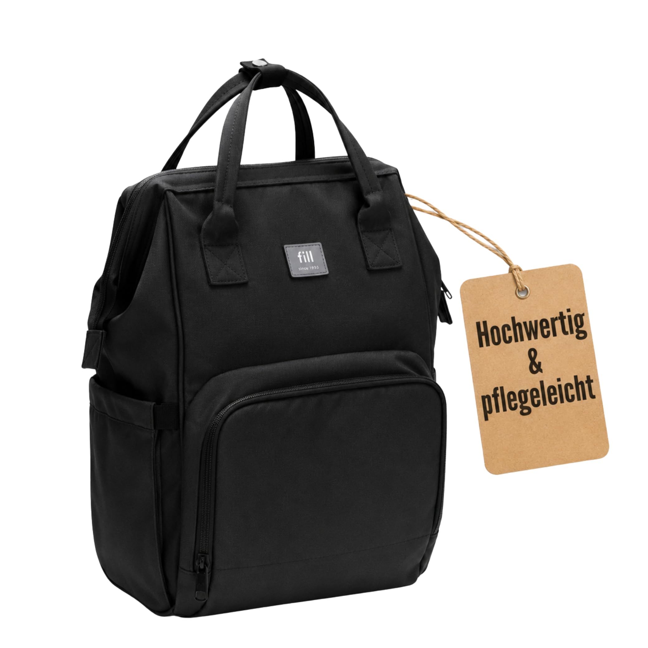 Fillikid Wickelrucksack Barcelona | Geräumiger & stylischer Rucksack mit vielen Fächern, isoliertem Flaschenhalter & Wickelauflage | Bequem tragbar & ideal für den Alltag mit Baby