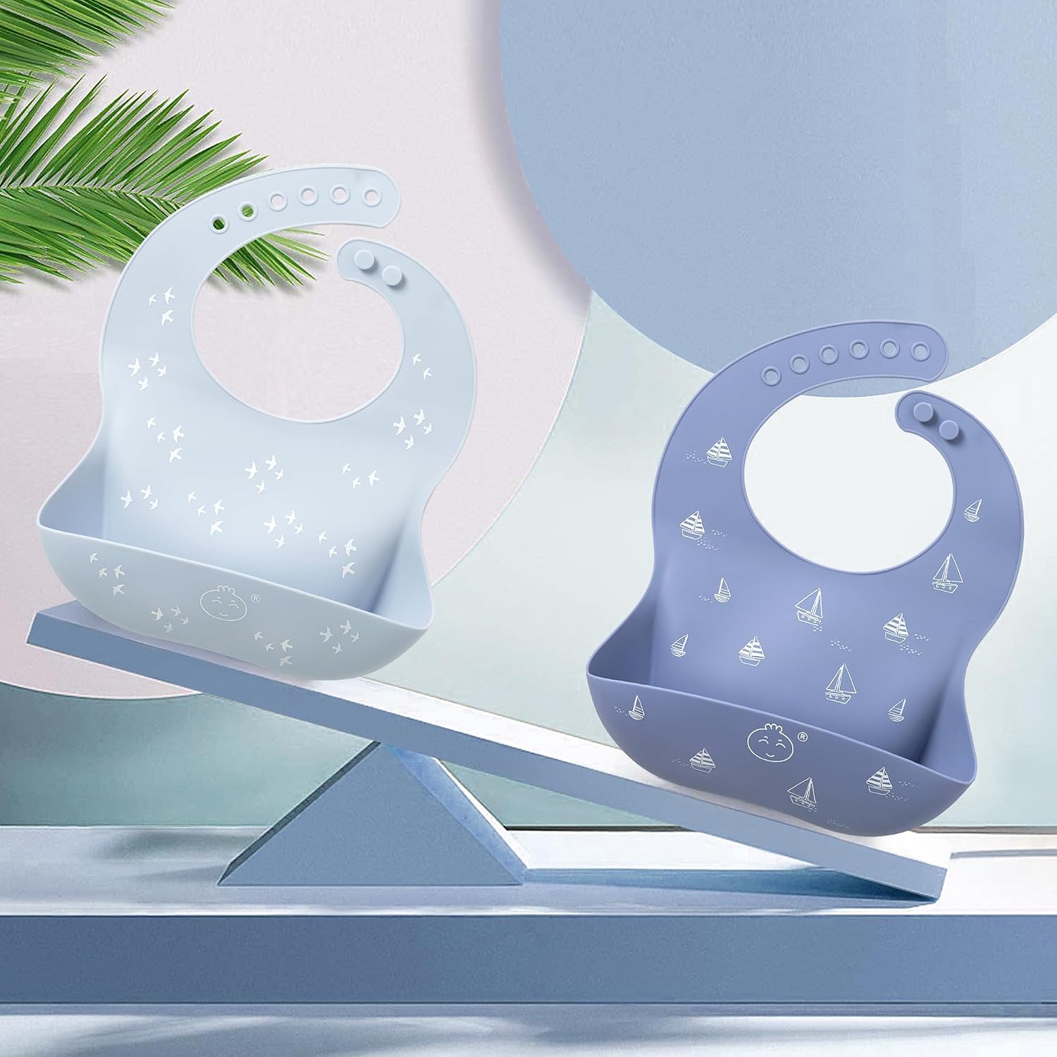 Little Dimsum Silicone Baby Feeding Bibs Easily Adjustable and Wipe Clean Soft Waterproof Weaning Bibs