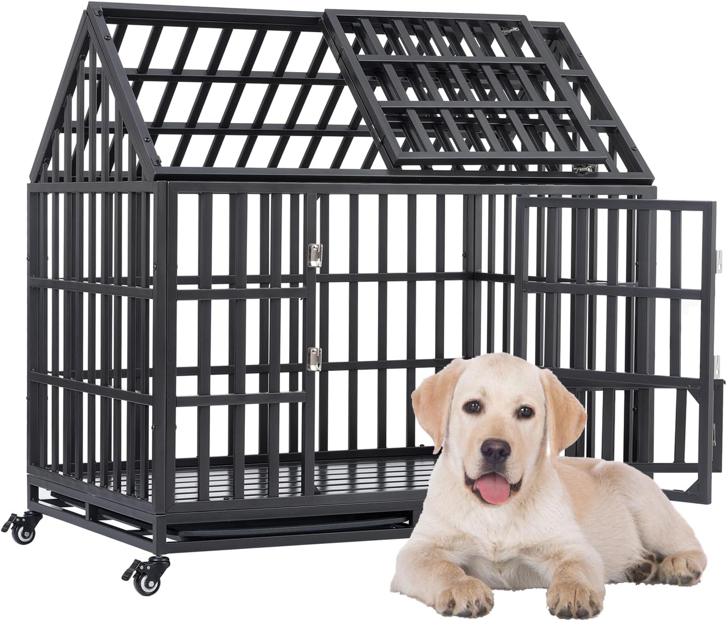 Heavy Duty Dog Crate Dog Cage, Indestructible Metal Dog