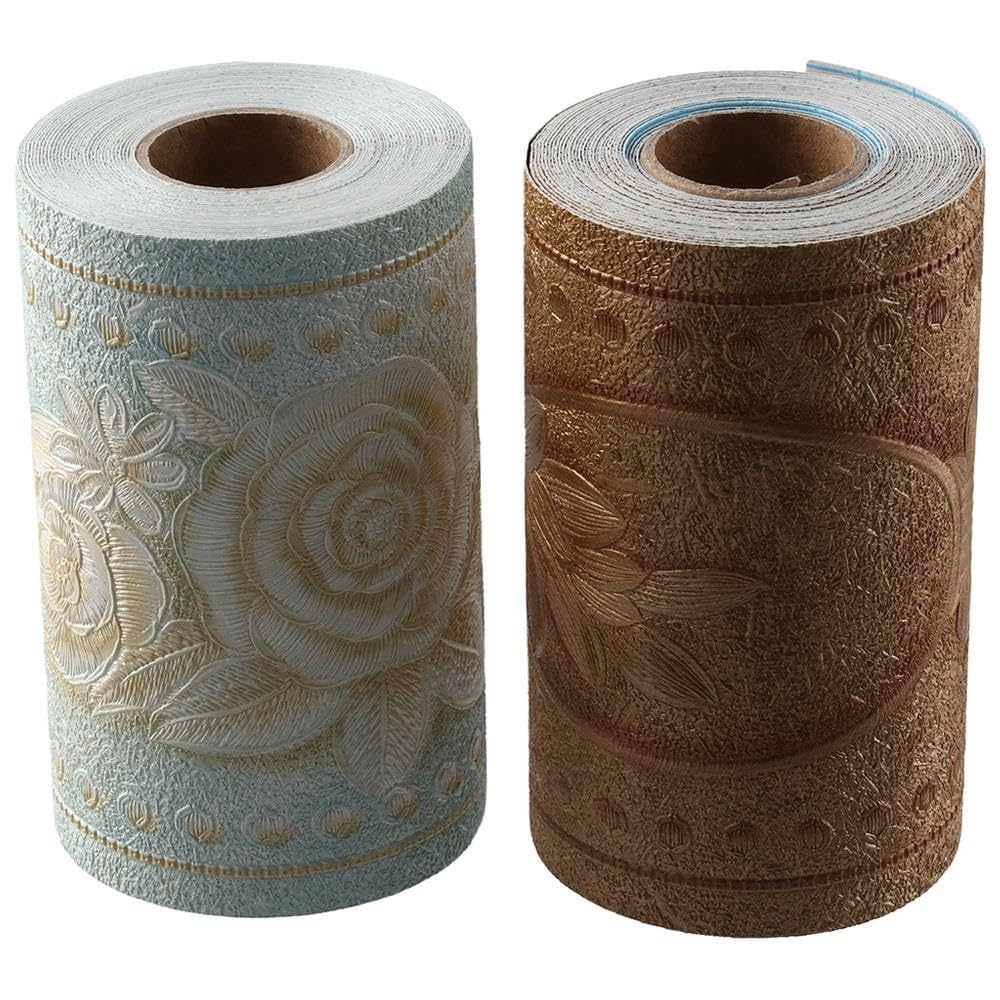 Upluckey 3D Flower Floral Molding Wallpaper Border Peel Stick Home Ceiling Decorative Border for Bathroom Living Room Kitchen 4inch by 16.4ft - Image 2