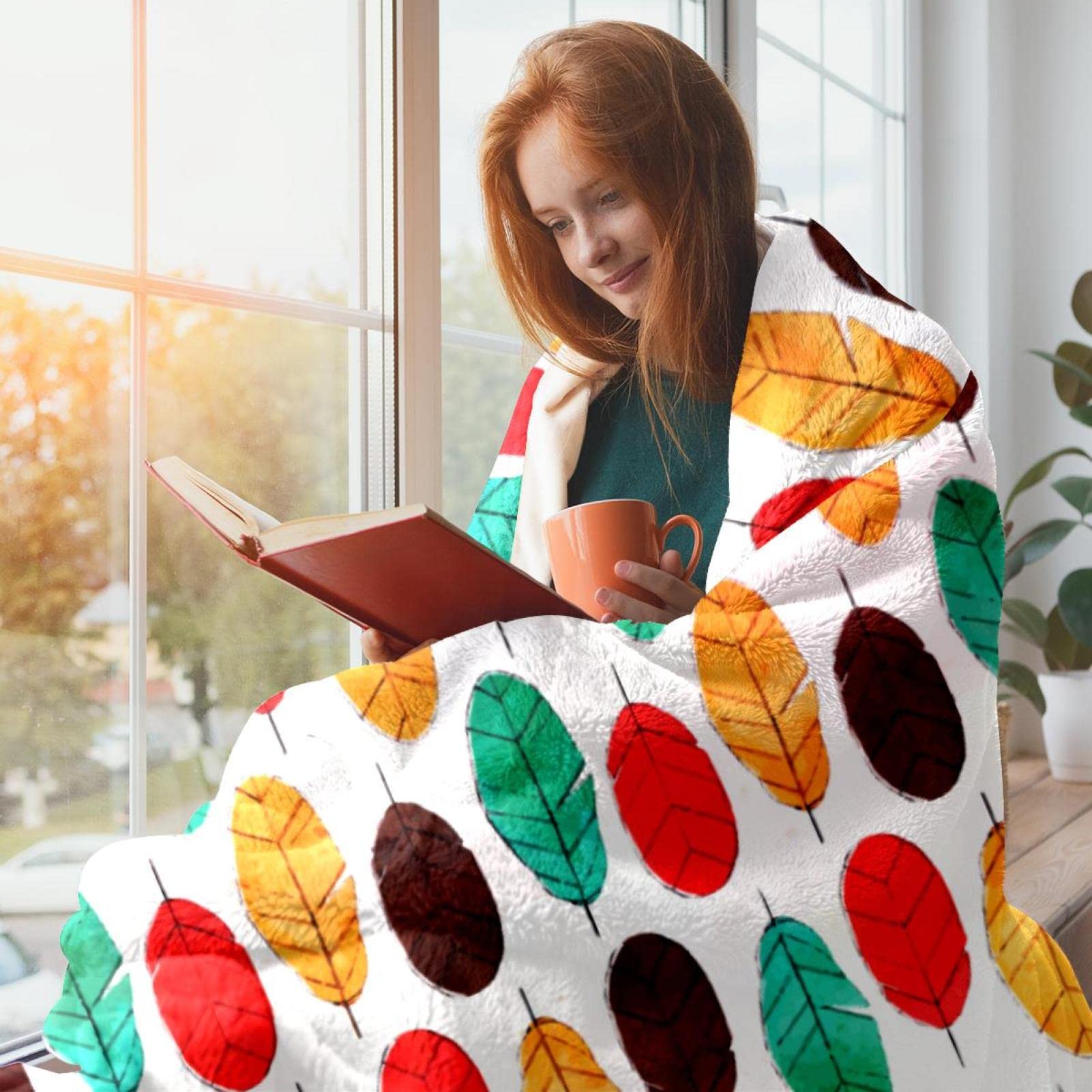 Liść boho boho koc polarowy narzuta na kanapę sofę lub łóżko przytulne miękkie koce