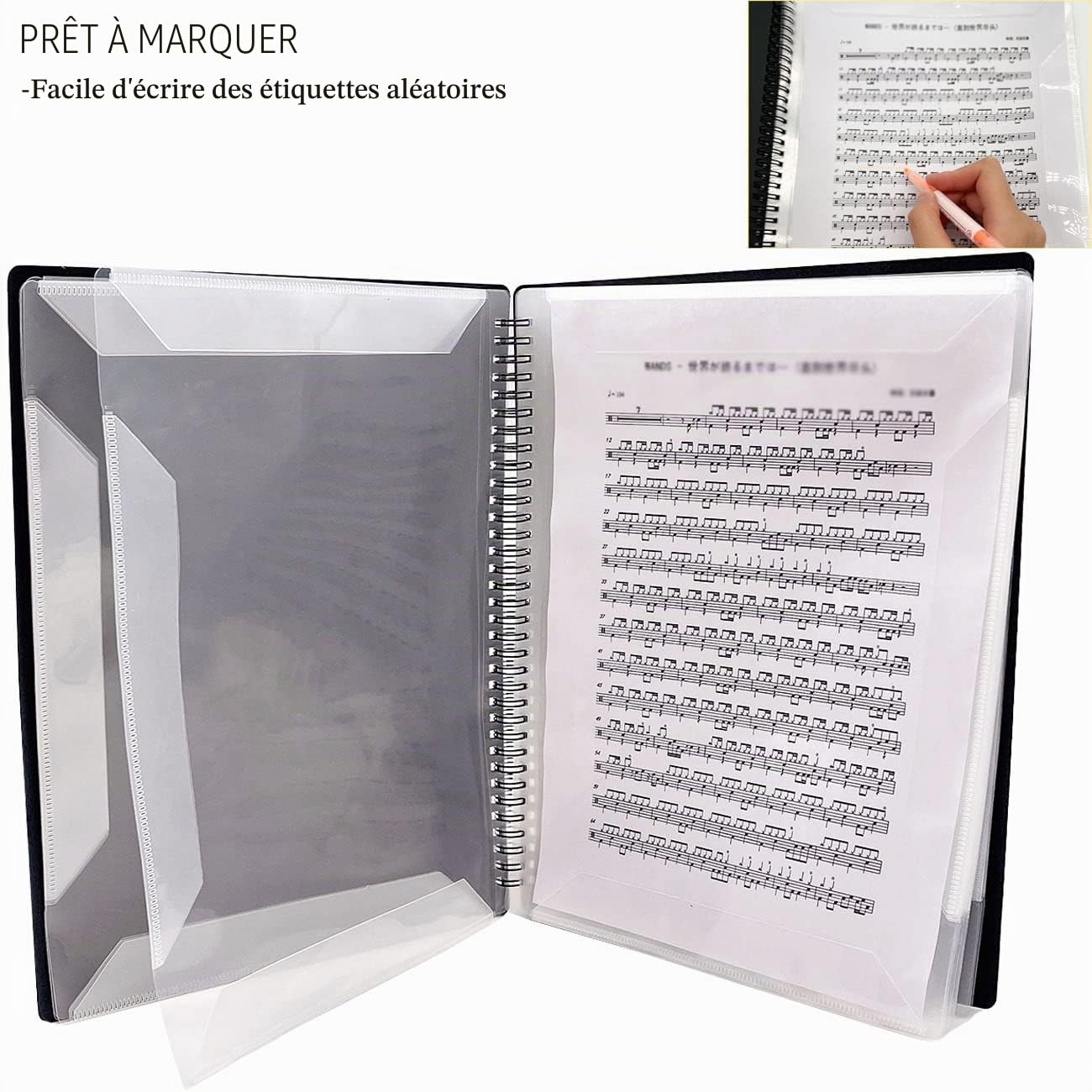Dossier de Musique Chemise de Partitions Dossier de rangement pour partitions de musique Format A4 40 pochettes G Clef Sac de rangement pour documents de stockage de papier de chanson