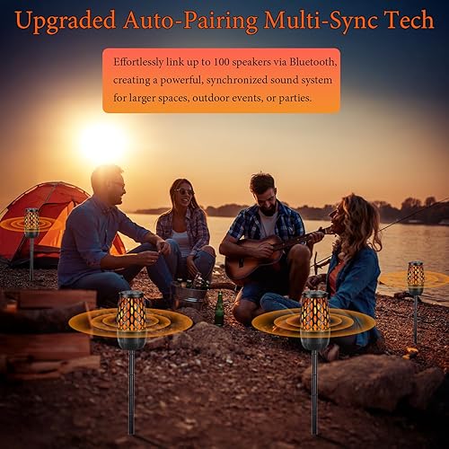 Miniatura 4 de Altavoces Bluetooth mejorados para exteriores, altavoz Bluetooth 5.3 de 10 W, sincronización múltiple de sincronización automática de hasta 100