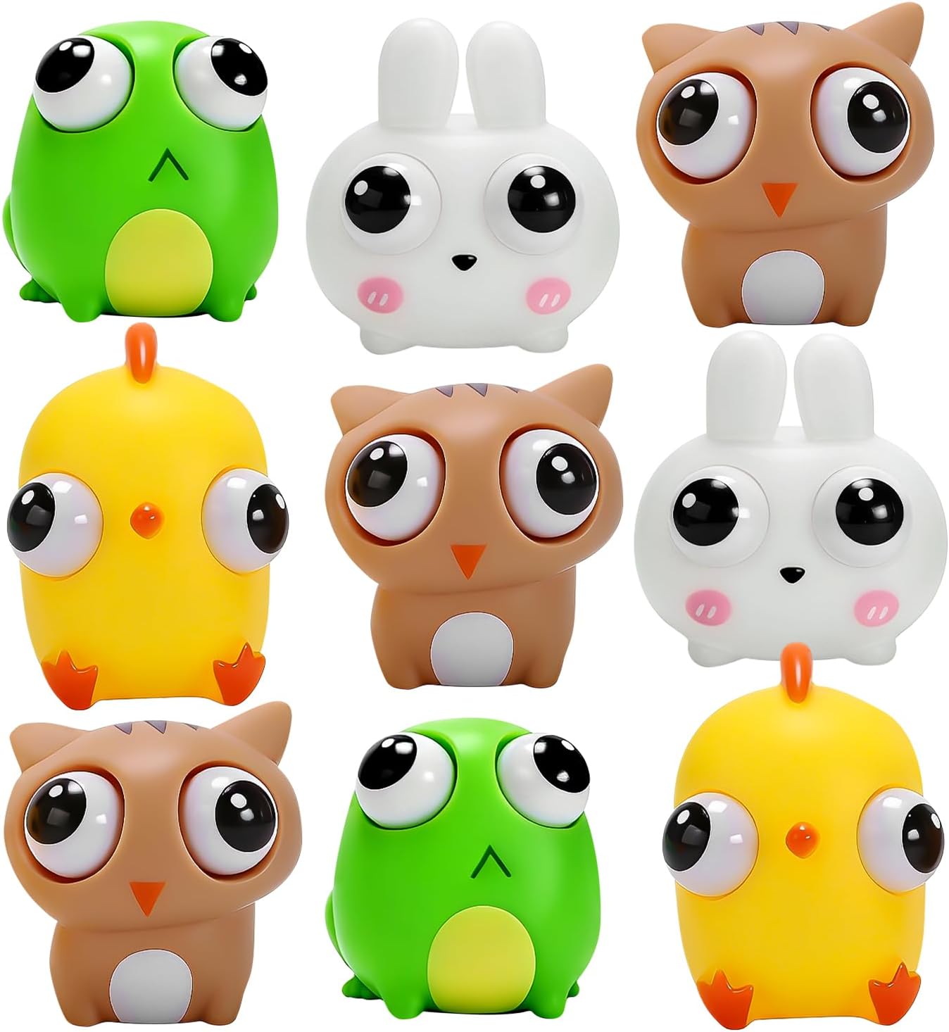 Easter Eggs Filled with Eye-pop Fidget Toys, 9 Pack Squeeze Animals Stress Relief Toys, Easter Basket Stuffers Easter Hunt Party Favors for Toddler, Kids