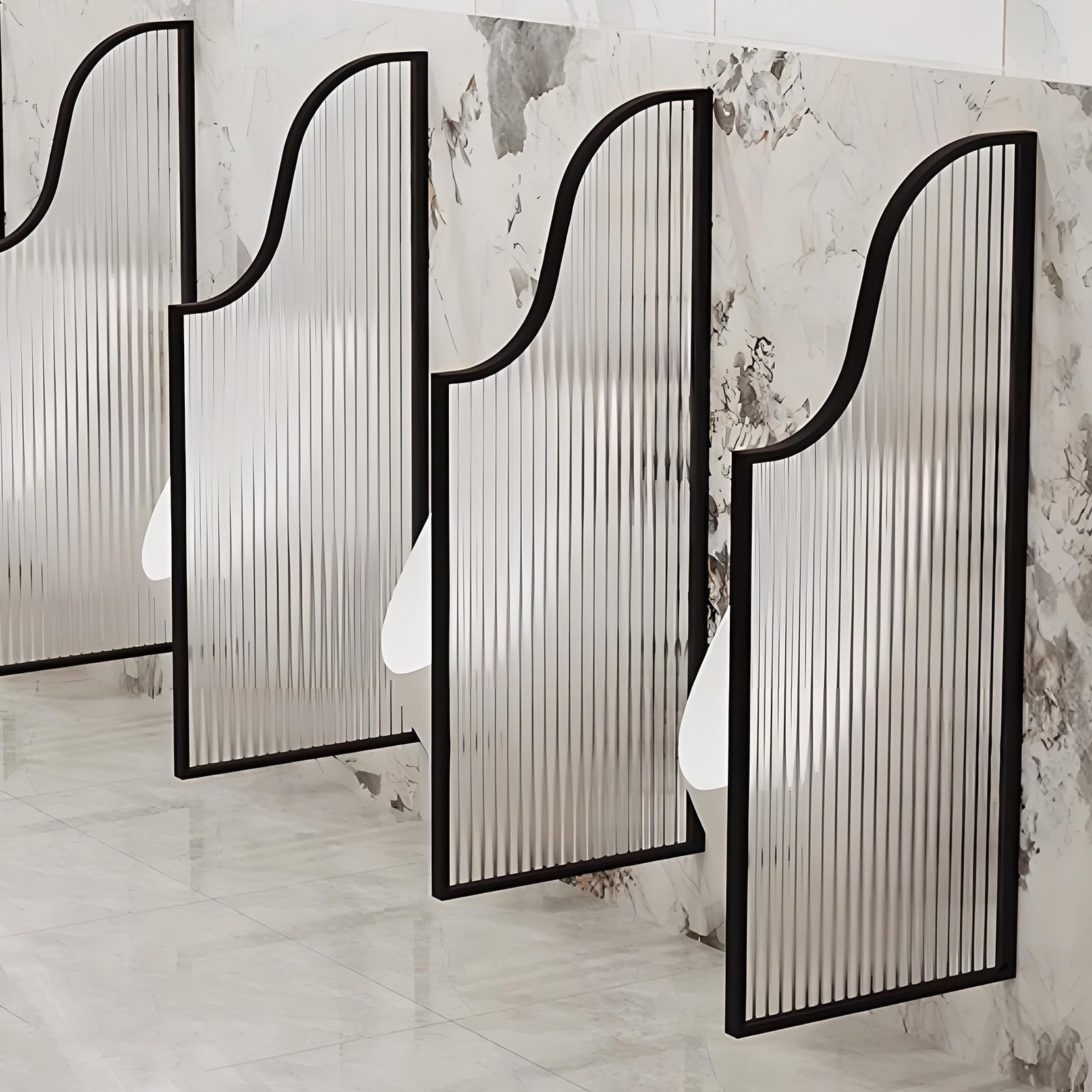 GLETSF Glass Room Divider Office Partition Tempered Glass Panels Table Dividers Panels Partitions,Privacy Glass Partition For Men'S Restroom, Frosted Tempered Glass Wall Divider