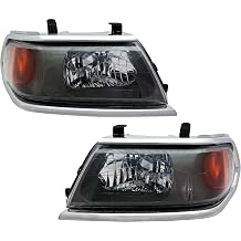 Headlight Set 2 Headlights Left and Right Composite-Type for Mitsubishi Montero Sport ES/Limited 2000-2003 & LS/XLS 2000-2004 With Chrome Trim 2pc MM1103