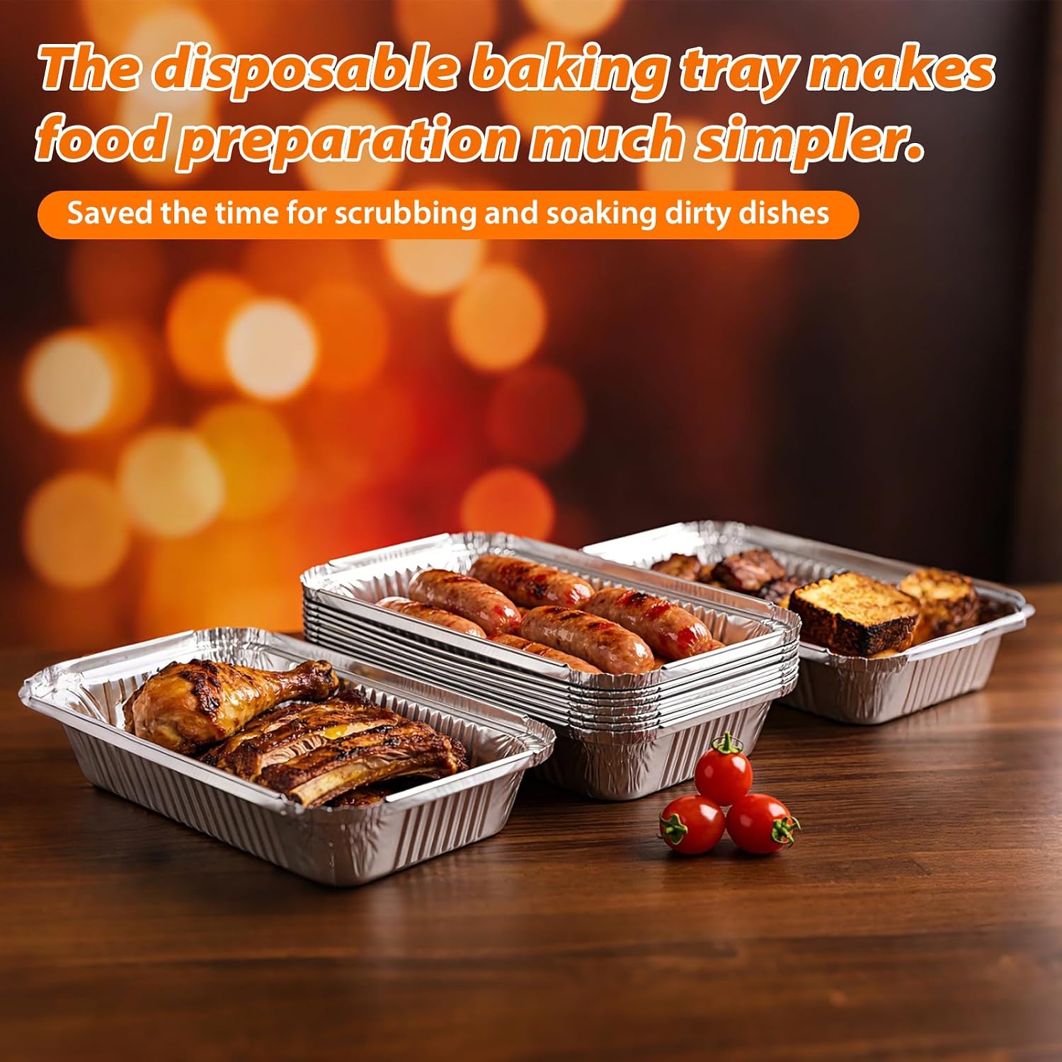 3.24LB Capacity 30 Pack Disposable Aluminum Foil Pans with 30 Lids, Baking Pan Trays - Heavy Thick 12.4 x 8 inches, Meal Prep Containers Bakeware for Roasting Chafing Cooking Heating Steam Storing