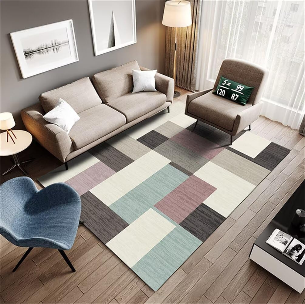 Tapis facile à nettoyer et moquette salon bleu pour simplifier la vie de famille
