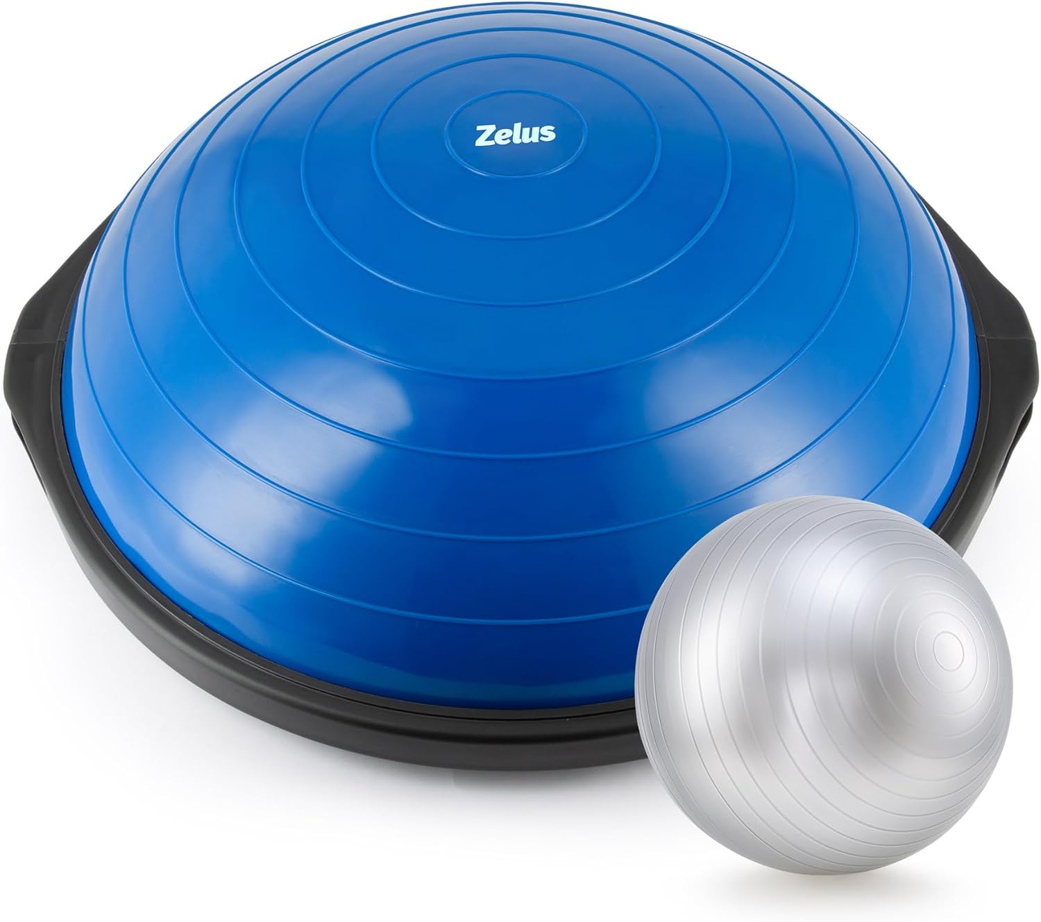25in. Balance Ball | 660lb Inflatable Half Exercise Ball Wobble Board Balance Trainer w Nonslip Base | Half Yoga Ball Strength Training Equipment w 2 Bands