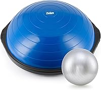 ZELUS 25in Half Balance Ball Trainer: 660lb Wobble Board w/ Anti-Slip Base, 2 Bands, Pump & Extra Ball for Core Strength & Yoga