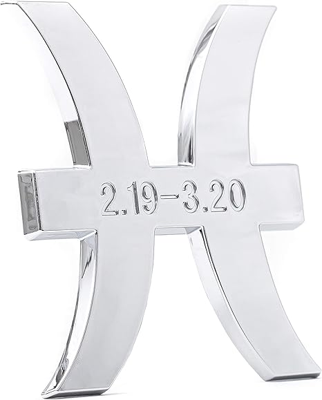 Pisces Zodiac Sign Sticker Emblem – Astrology & Horoscope 3D Chrome Badge Decal for February 19th-March 20th Birthdays – (2