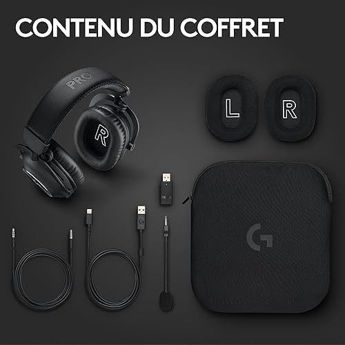 Logitech G Pro X 2 Lightspeed Casque audio bluetooth, micro-casque détachable, enceinte graphène 50 mm, DTS:X 2.0—7.1 Surround, Bluetooth/USB/3,5 mm Aux, PC, PS5, PS4, Nintendo Switch - Noir - 9
