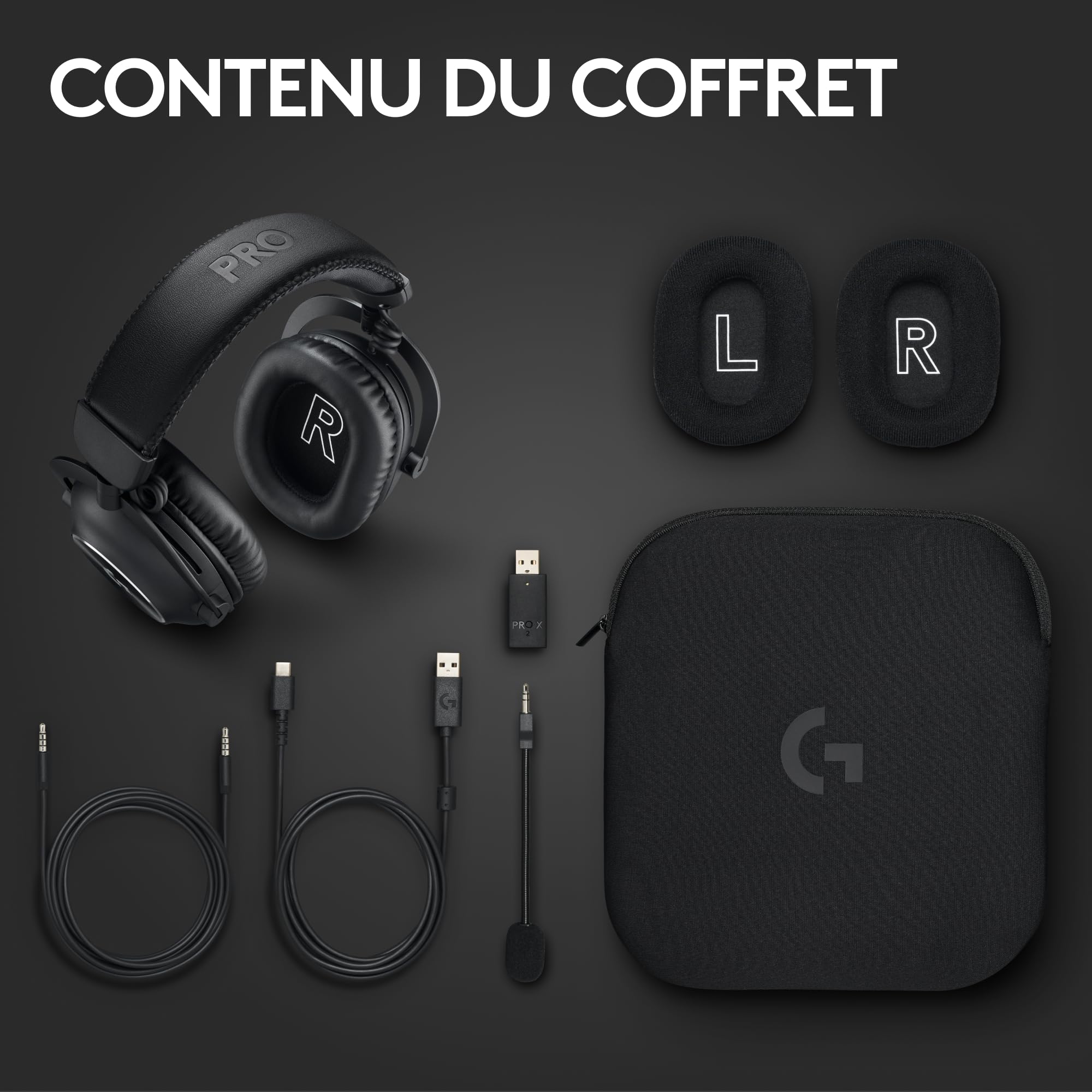 Logitech G Pro X 2 Lightspeed Casque audio bluetooth, micro-casque détachable, enceinte graphène 50 mm, DTS:X 2.0—7.1 Surround, Bluetooth/USB/3,5 mm Aux, PC, PS5, PS4, Nintendo Switch - Noir