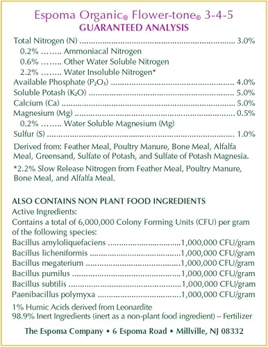Miniatura 4 de Espoma Organic Flower-Tone 3-4-5 Alimento vegetal natural y orgánico bolsa de 4 libras fertilizante orgánico para flores, anuales, plantas perennes