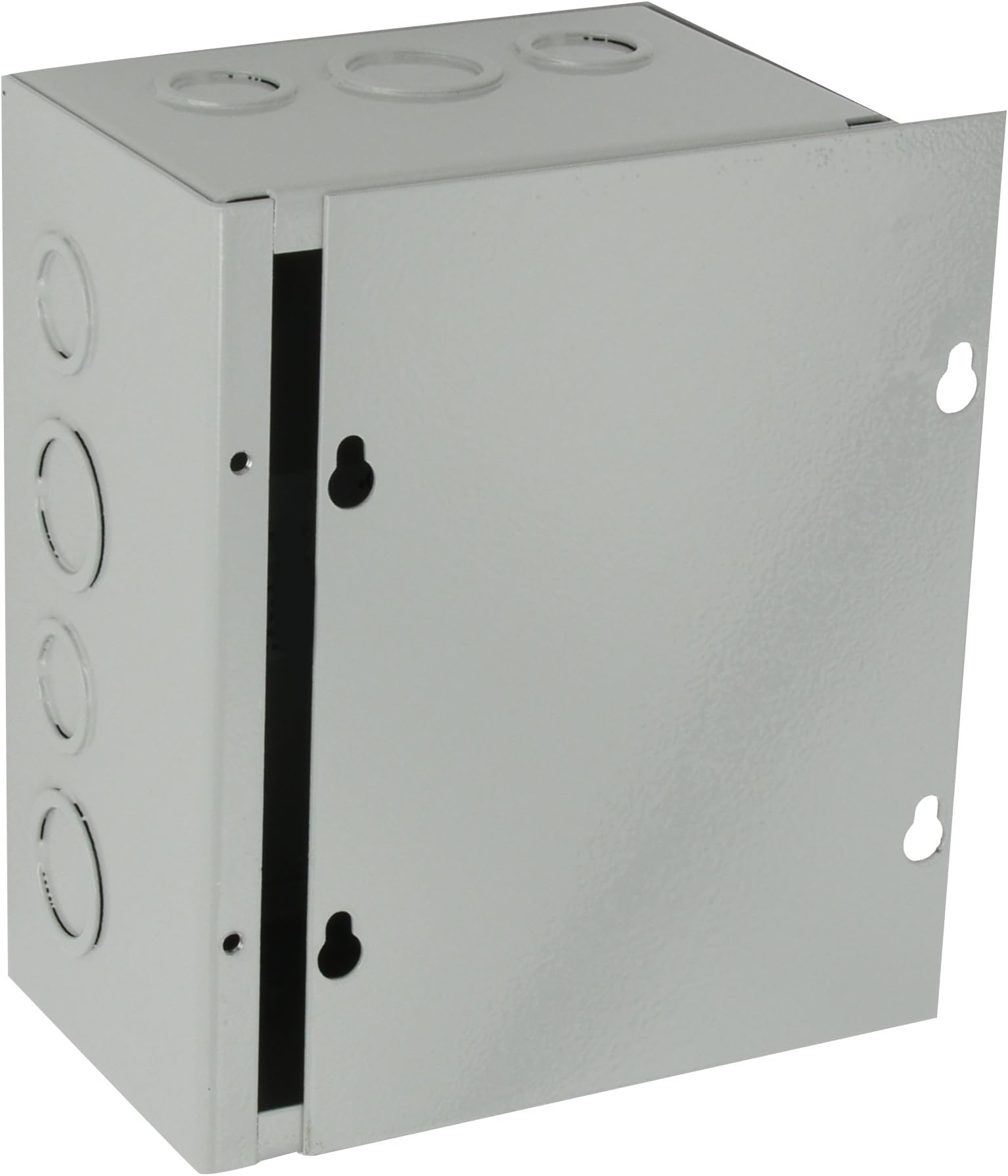 BUD Industries JB-3956-KO Steel NEMA 1 Sheet Metal Junction Box with Knockout and Lift-off Screw Cover, 6" Width x 8" Height x 4" Depth, Gray Finish