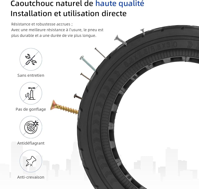 ulip 8.5 x 2.5 Tömör Roller Gumiabroncs - Első és Hátsó Kerék Dualtron Mini és Speedway Leger (Pro) Rollerekhez - Terepjáró Kivitel