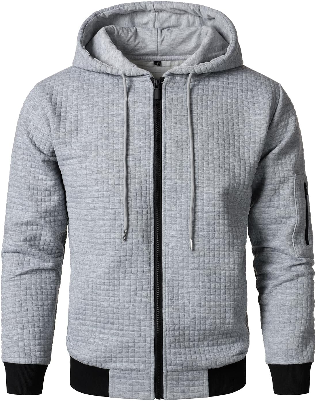 HOOD CREW Men’s Jacquard Plaid Long Sleeve Lightweight Zipper Hoodie Sweatshirt Jackets - Image 2