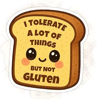 I Tolerate A Lot of Things But Not Gluten Sticker Healthy Food Intolerance Coeliac Disease Awareness Decal Waterproof Vinyl Sticker for Laptop Water Bottle Phone Case Cars Decor Decal Stuff Gift Idea