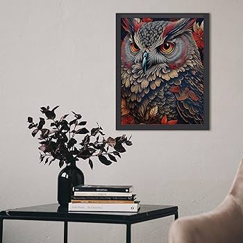 Amazon.co.jp: フクロウ 絵画 絵 漆風 タトゥーの図 アート