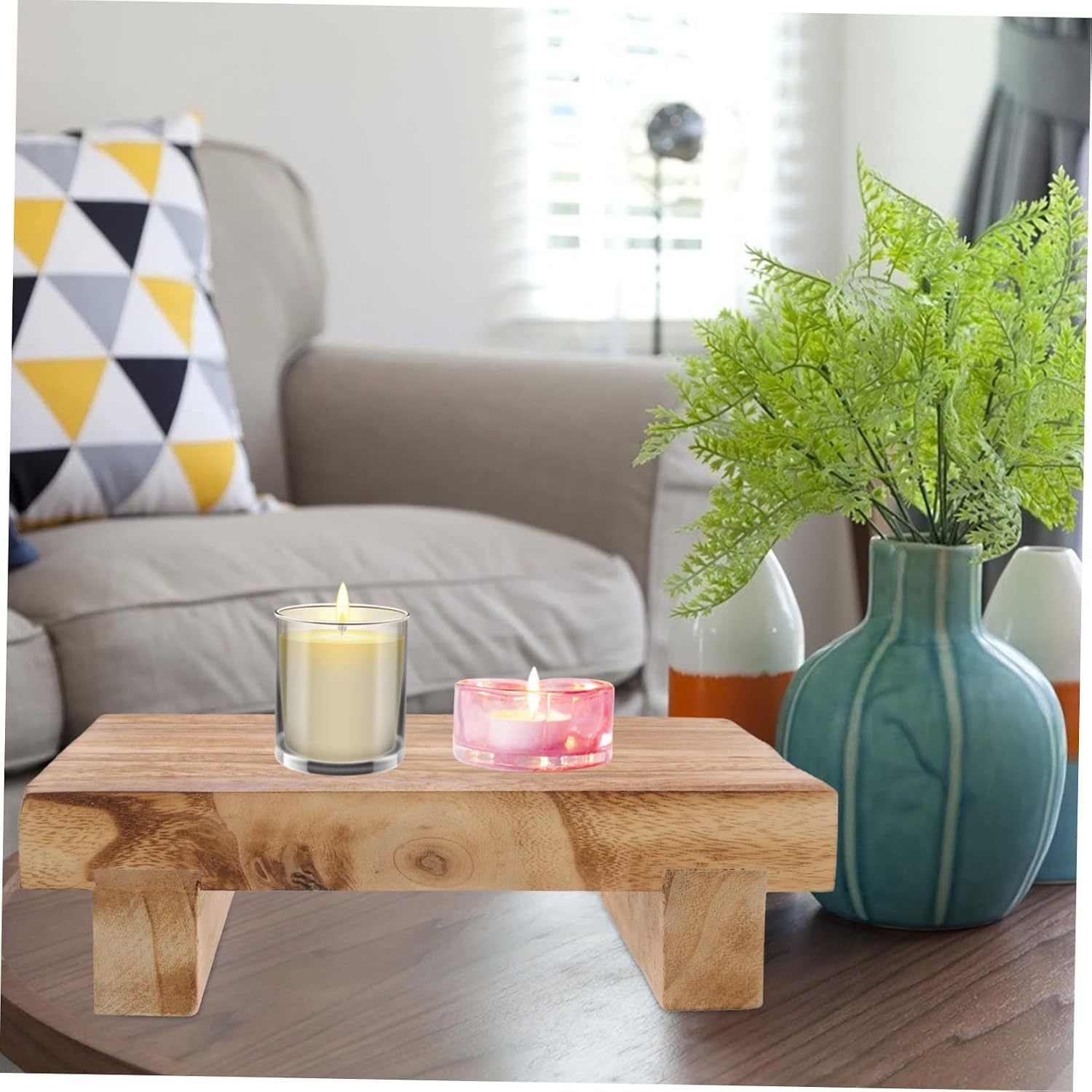 Wooden Riser Stool Neutral Home Decor Soap Dispenser Tray for Kitchen Counter