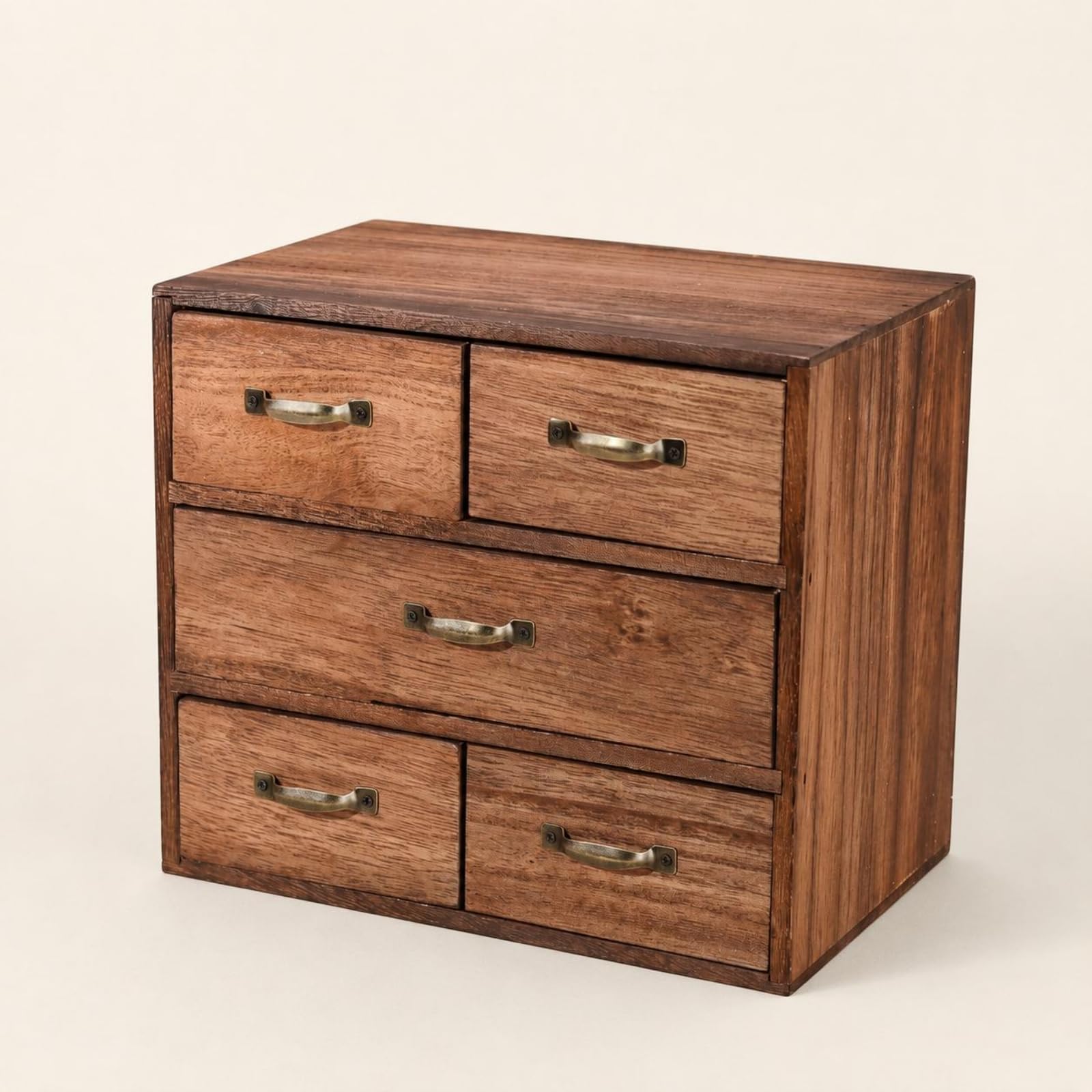 Cassettiera da Scrivania in Legno Massello Organizer Cassettiere Schedario Cassetti Portadocumenti Porta Ufficio 5 Vani Separazione Oggetti Piccoli Accesso Facile Adatta a Scrivanie Casa
