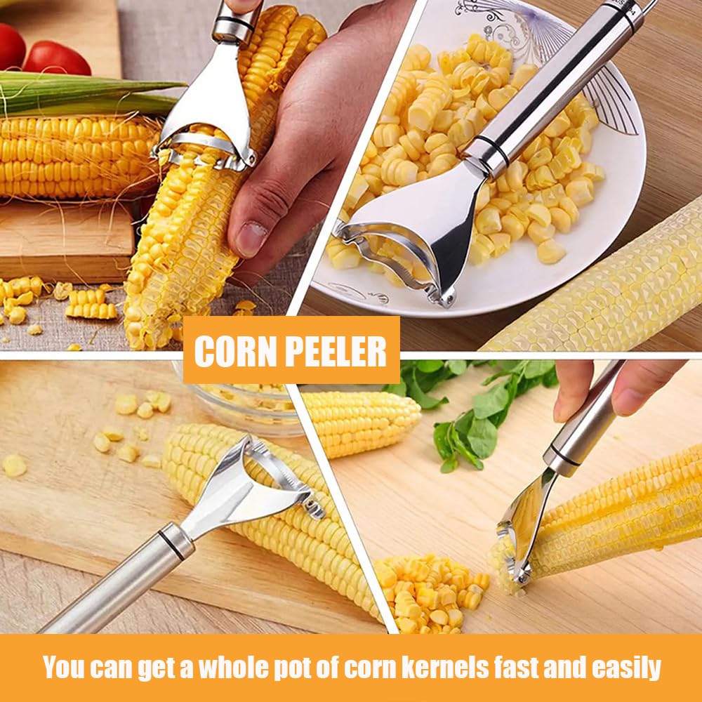 Kytasryl Magic Corn Peeler 2 Pcs, Stainless Steel Corn Stripper Tool, Kitchen Gadget, Corn Thresher From The Cob, Easy To Use And Clean (2 PCS)