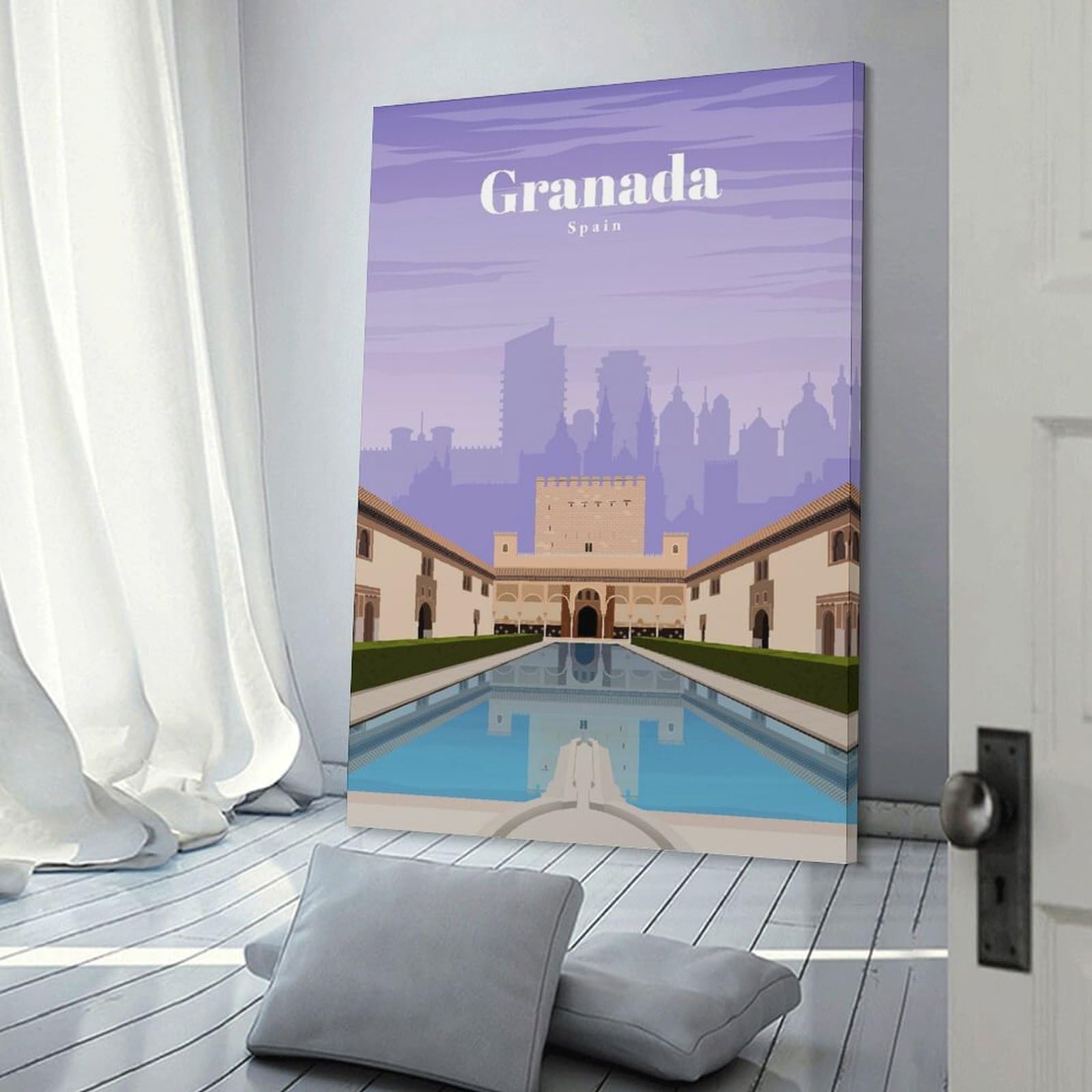 Junmoney Room Decor Wall Art Travel to Granada, 16x24inch(40x60cm), for Workspace Walls, Study Corners Or Bedrooms, A Smart Decor Choice for Study Walls