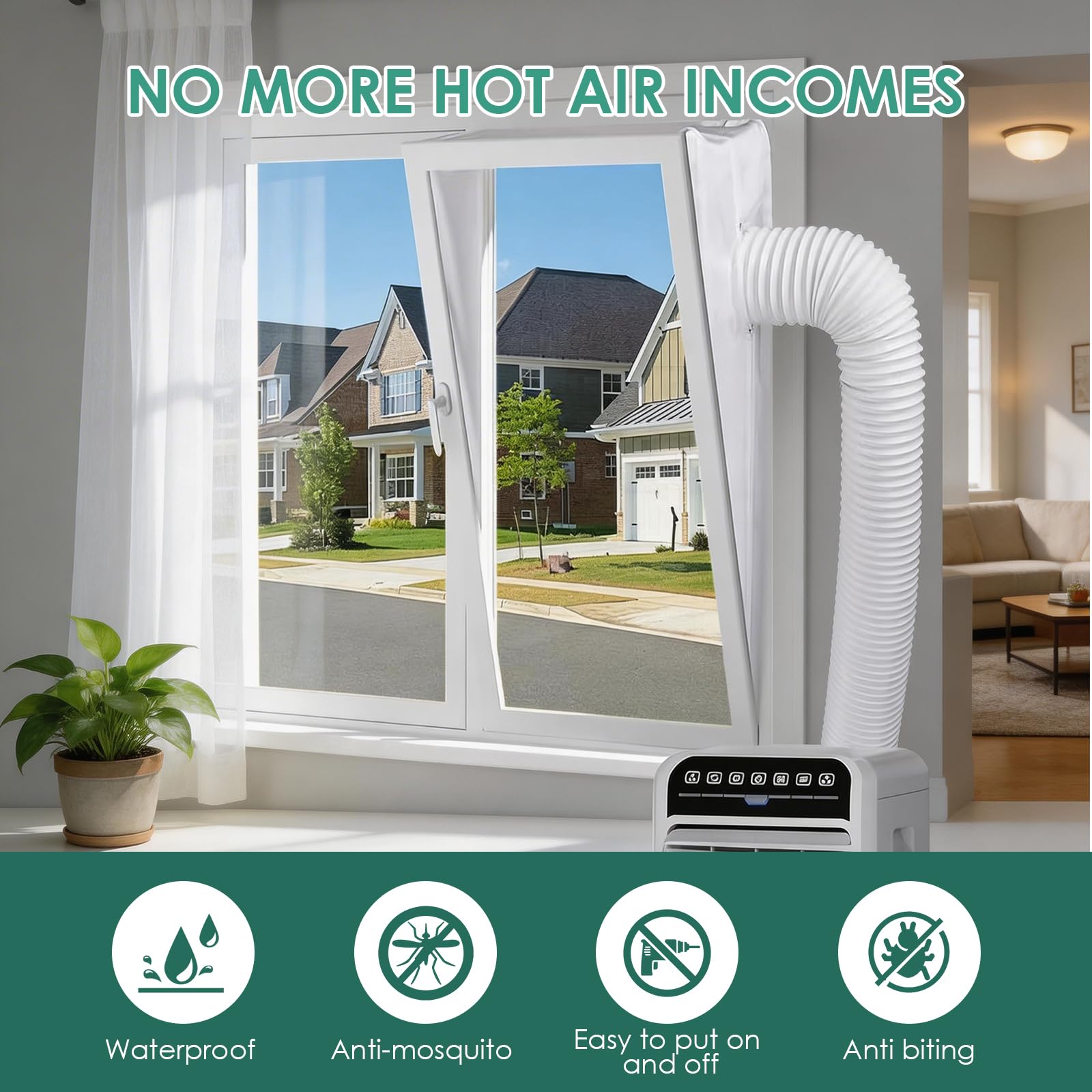 Guarnizione per finestre Ninonly da 400 cm per condizionatori portatili,asciugatrici e asciugatrici a ventilazione;guarnizione efficace per finestre, lucernari e finestre scorrevoli per condizionatori