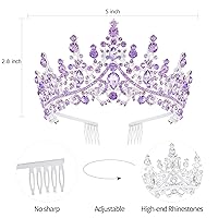 Vista 41 de Velscrun Corona de tiara de reina de cristal rosa para mujeres y niñas, diadema de reina de cumpleaños, elegante corona de princesa con peinetas