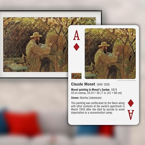 Miniatura 4 de Monuments Men and Women Naipes de póquer estándar con objetos culturales y obras de arte, tema premium de 54 cartas con comodines, noche de juegos