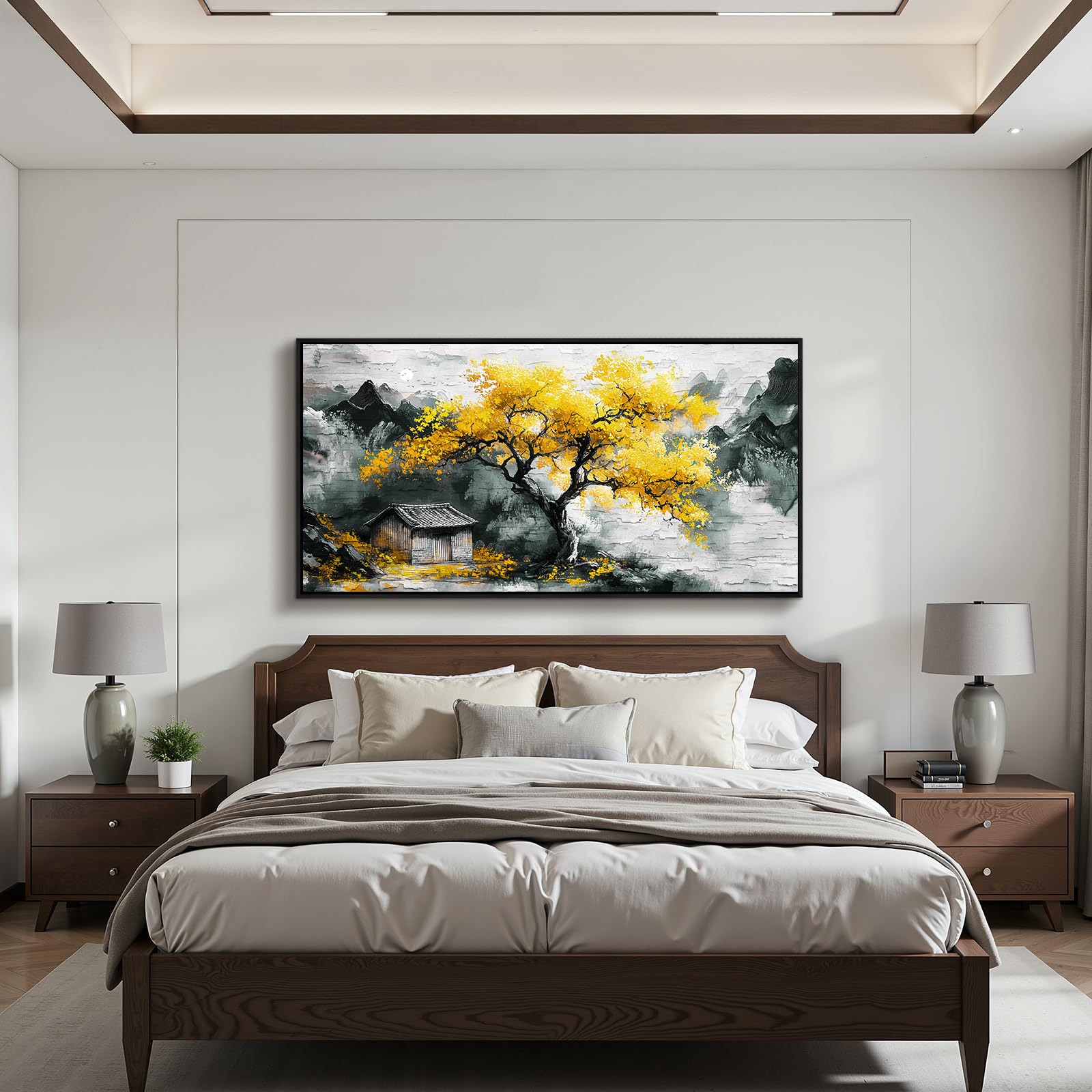 hyidecorart Modern Bilder mit Rahmen Baum des Lebens Gemälde 60x120 cm
