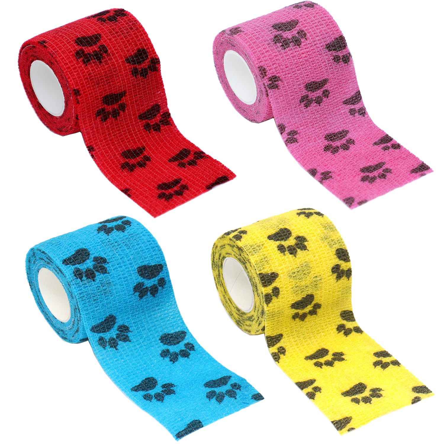 4 Rolls Pet Vet Wrap Self Adhesive Bandage Elastic Pet Bandage for Wrist, Ankle Sprains & Swelling, 5cm x 4.5m